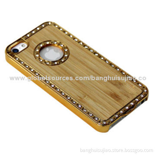 2014 Wooden Diamond Case for iPhone 5S, Wooden Sticker, Electro-plated
